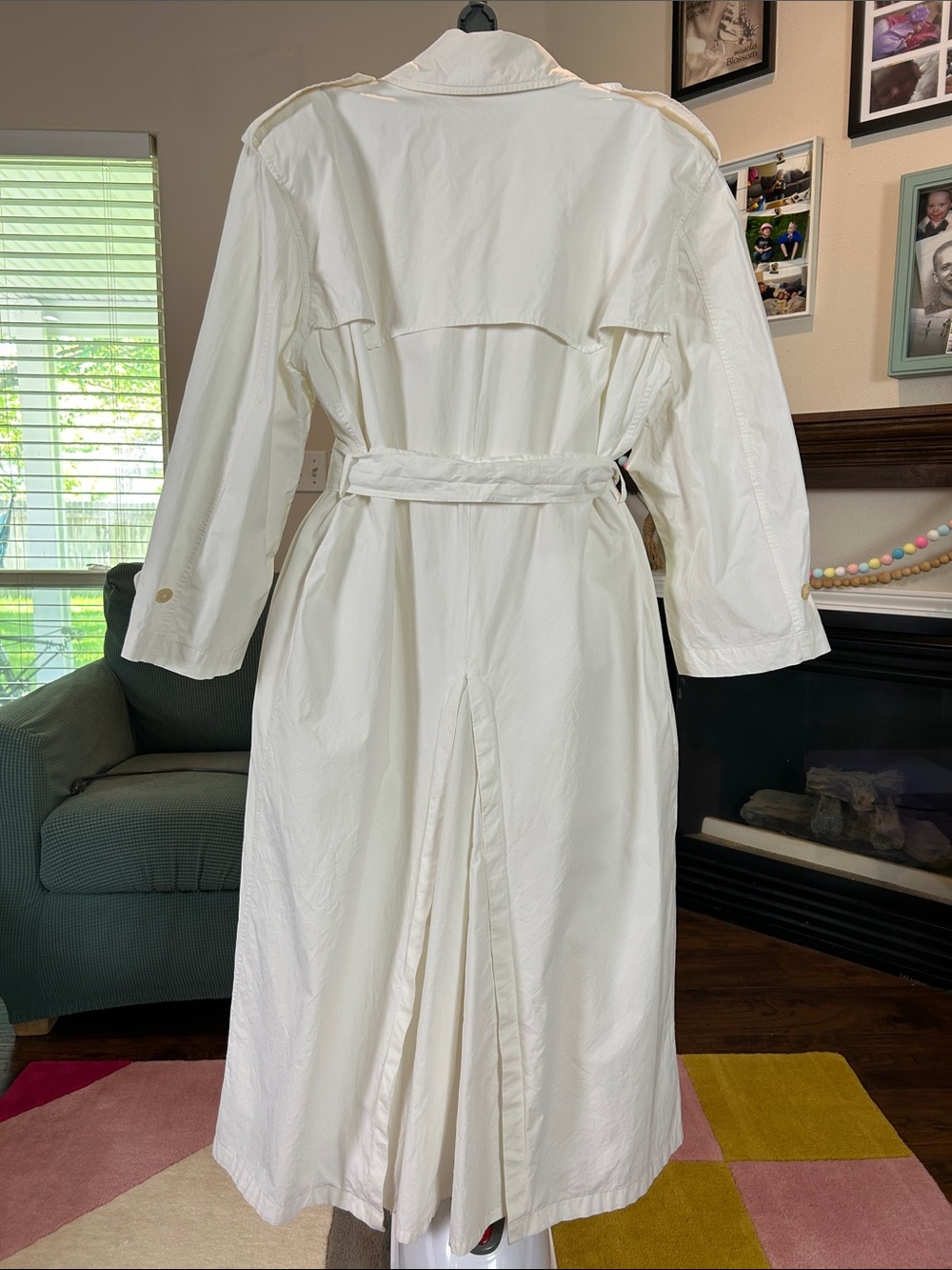Ralph Lauren Blue Label Double Breasted White Vintage Cotton Trench Coat Size 14 - Picture 3 of 17
